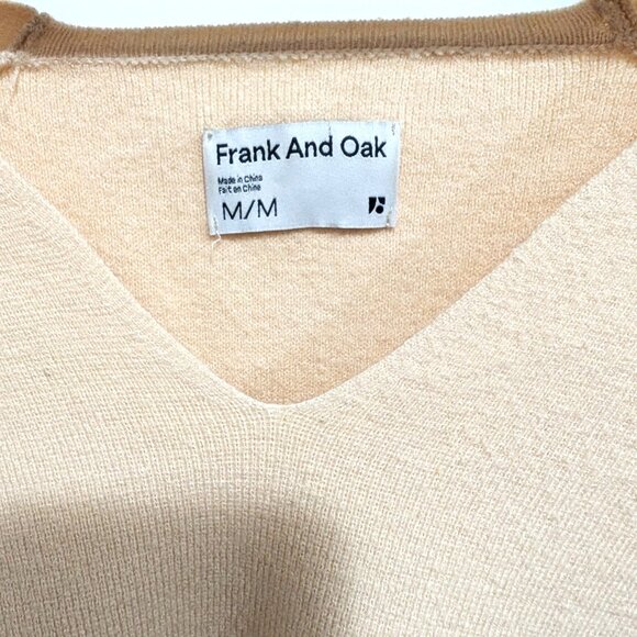 Frank And Oak Beige V-Neck Knit Sweater | Size M | Minimal Classic - Picture 5 of 8